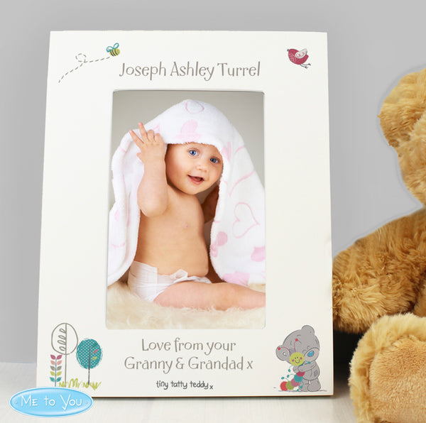 Personalised Tiny Tatty Teddy Cuddle Bug 4x6 White Photo Frame