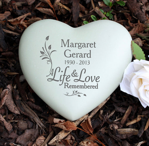 Personalised Life & Love Heart Memorial