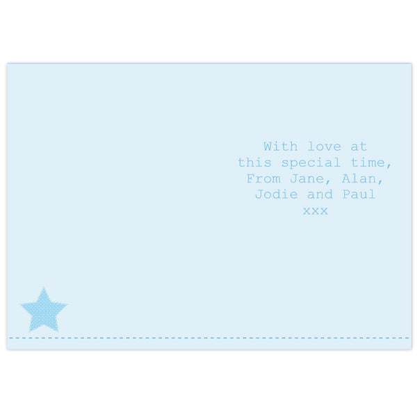 Personalised Star Stitch & Dot Baby Boy Card