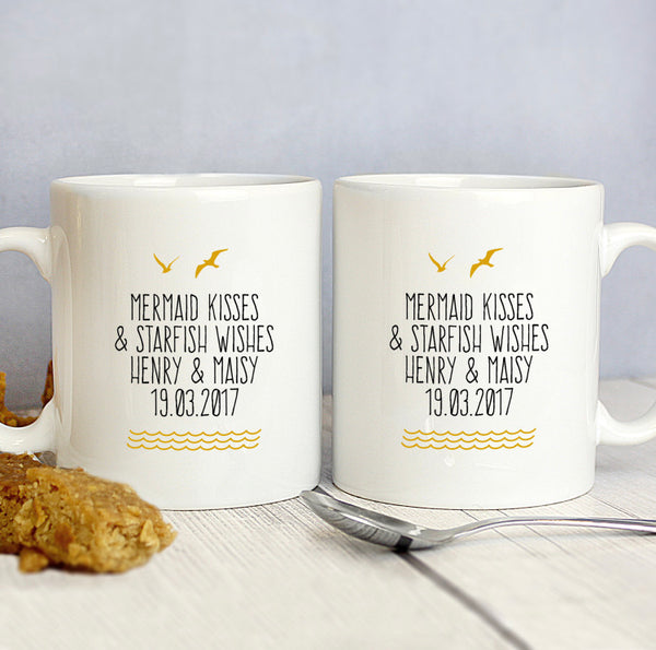 Personalised Mermaid and Captain Mug Set