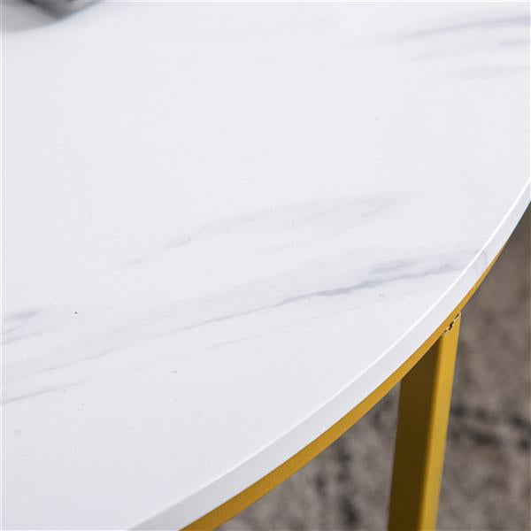 Marble Simple Round Coffee Table - White/Gold