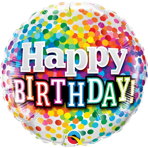 Happy Birthday Rainbow Confetti Balloon