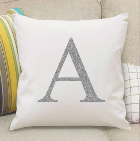 Personalised Silver Monogram Initial Cushion