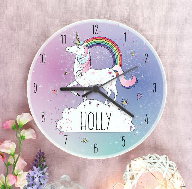 Personalised Unicorn Wooden Clock