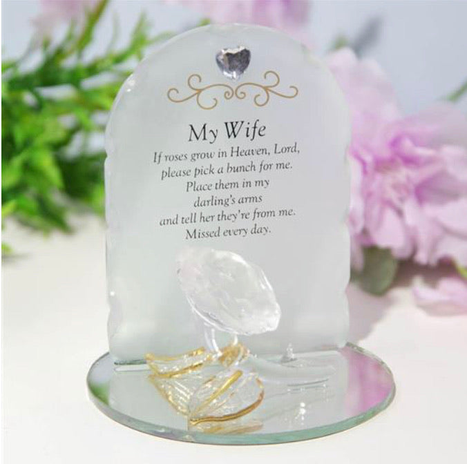 Thoughts Of You Glass Rose Sentiment Ornament - My Wife