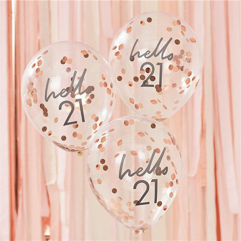 Hello 21 Confetti Balloons