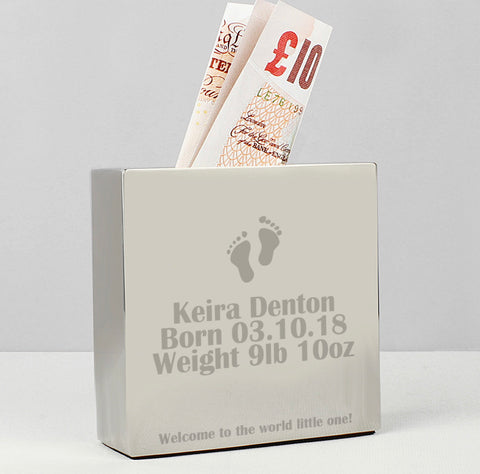 Personalised Footprint Square Money Box