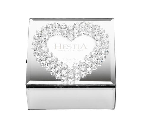Mirrored Glass Heart Shaped Jewellery Box
