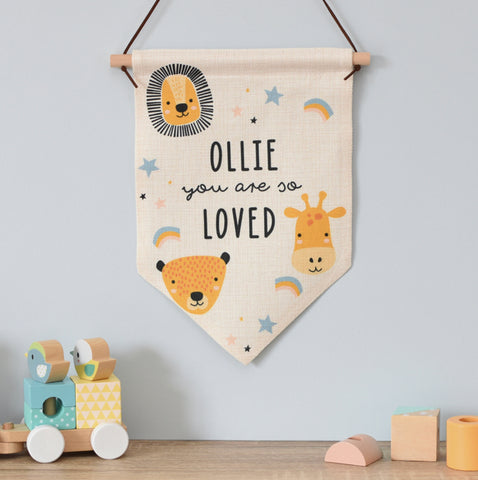 Personalised You Are So Loved Zoo Hanging Banner