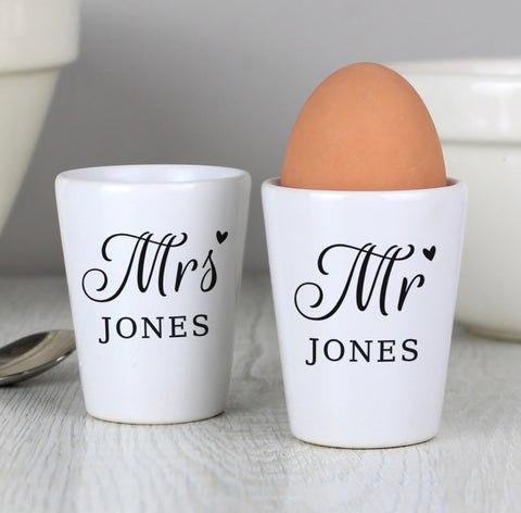 Personalised Mr & Mrs Egg Cups