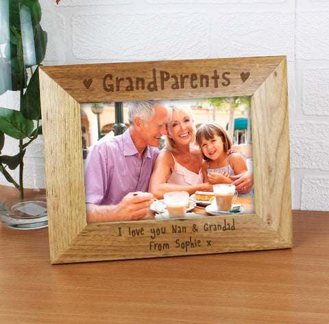 Personalised Grandparents 7x5 Landscape Wooden Photo Frame