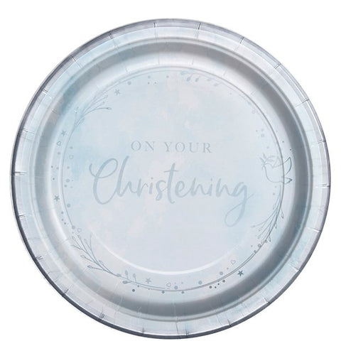 On Your Christening Blue Paper Plates