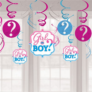 Gender Reveal Hanging Swirls