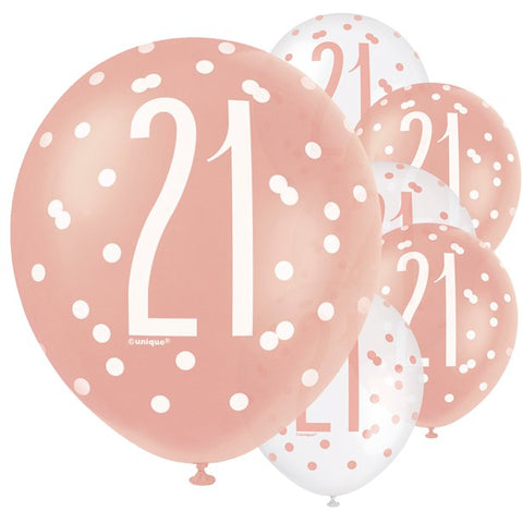 Rose Gold Glitz 21st Birthday Balloons