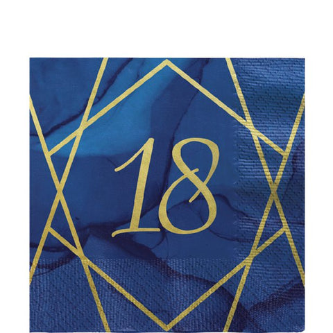 18th Navy & Gold Geode Paper Napkins