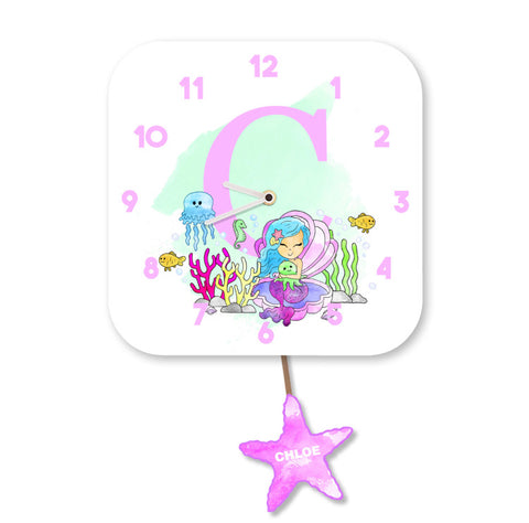 Alphabet Mermaid Wall Clock