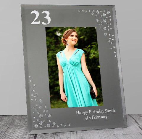 Personalised Big Age 6x4 Diamante Glass Photo Frame