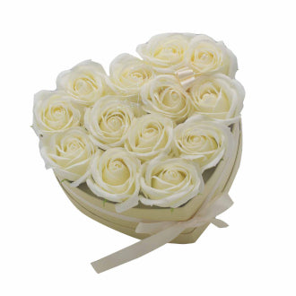 13 Cream Roses Soap Flower Bouquet