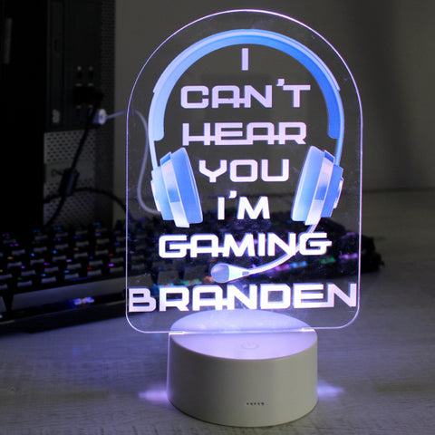 Personalised Blue Gaming LED Colour Changing Night Light