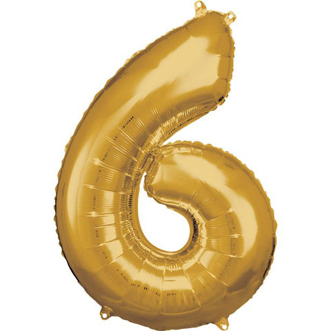 Gold Number 6 Balloon
