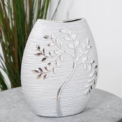 Silver Electroplated Tree Ceramic Vase