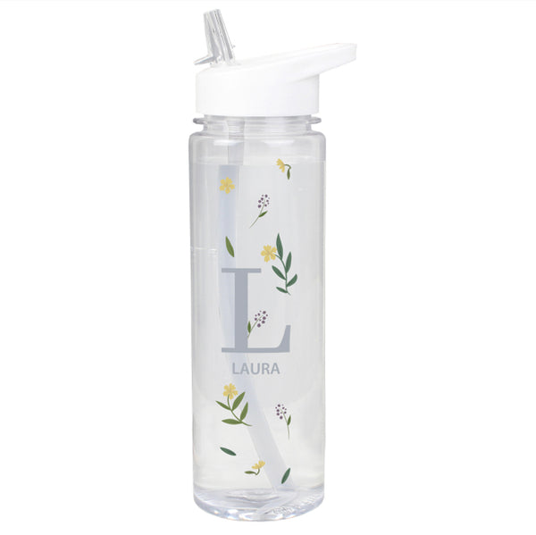 Personalised Floral Initial Island Water Bottle