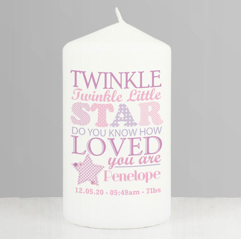 Personalised Twinkle Girls Candle