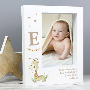 Personalised Hessian Giraffe 7x5 Box Photo Frame