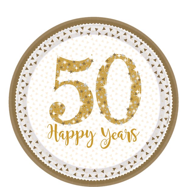 50th Gold Sparkling Wedding Anniversary Plates