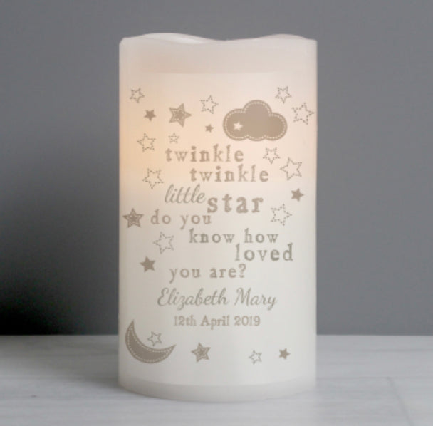 Personalised Twinkle Twinkle Nightlight LED Candle