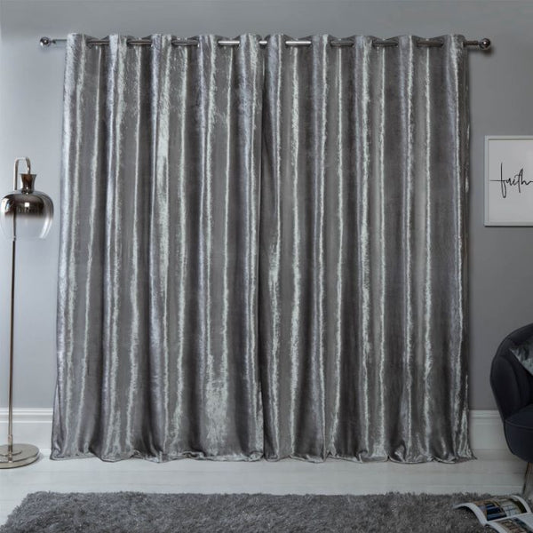Crushed Velvet Curtains - Silver
