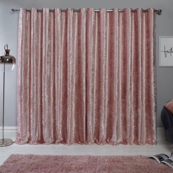 Crushed Velvet Curtains - Blush