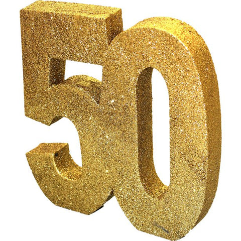 Age 50 Gold Glitter Table Decoration