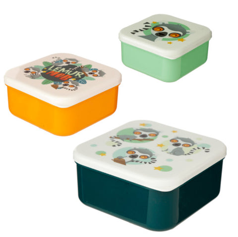 Lemur Mob Set of 3 Reusable BPA Free Plastic Lunch Boxes