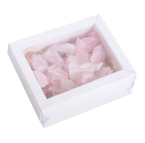 Box Of Rose Quartz Rough Crystal Chips