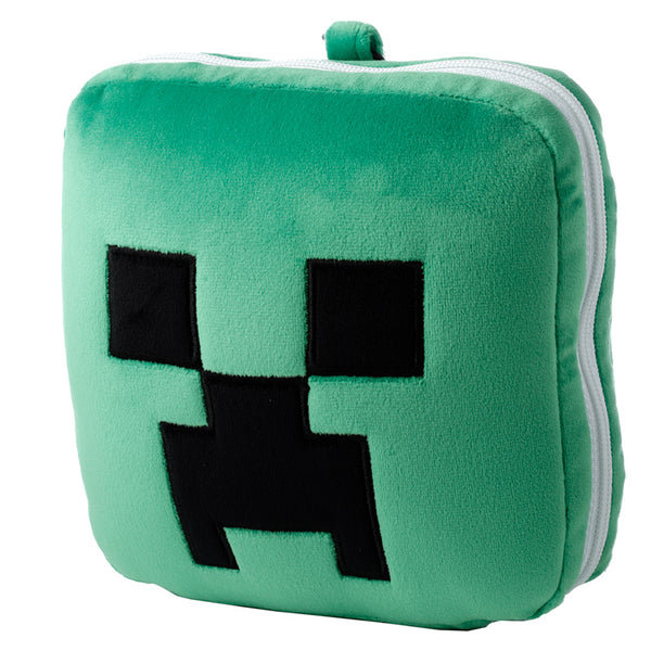 Relaxeazzz Minecraft Creeper Shaped Plush Travel Pillow & Eye Mask