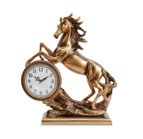 William Widdop Bronze Effect Rearing Horse Mantel Clock
