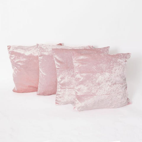 Crushed Velvet Set Of 4 Cushion Covers - Blush