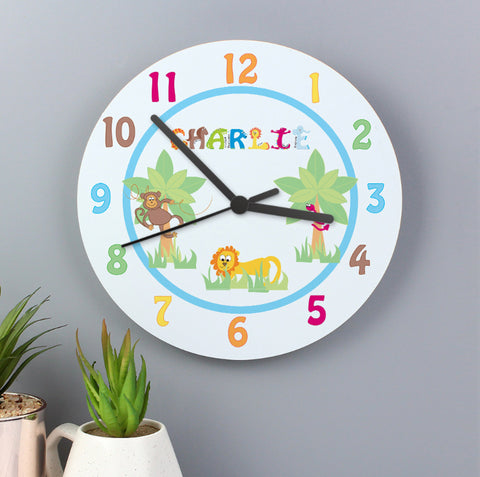 Personalised Animal Alphabet Boys Clock