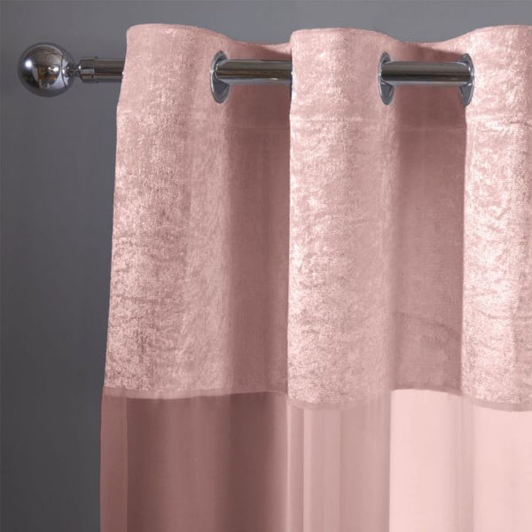 Crushed Velvet Voile Net Curtains - Blush Pink
