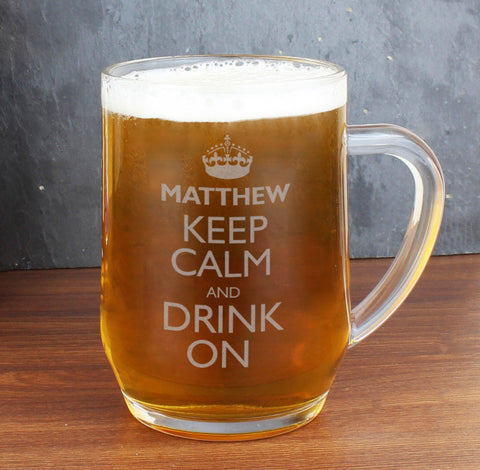 Personalised Keep Calm Engraved Beer Tankard