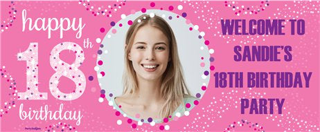 Personalised Pink 18th Birthday Banner