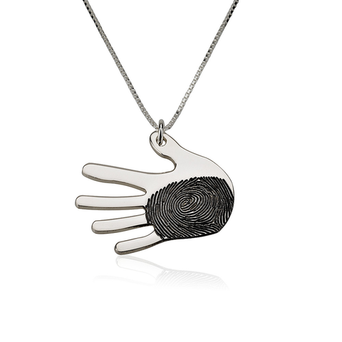 Hand Shape Fingerprint Necklace