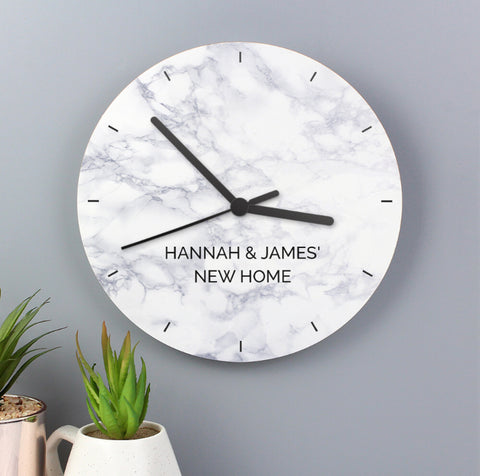 Personalised Marble Effect Wooden Clock