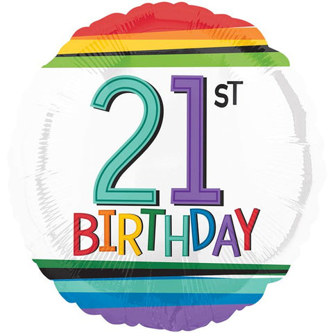 21st Rainbow Birthday Balloon
