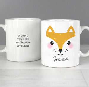 Personalised Cute Fox Face Mug