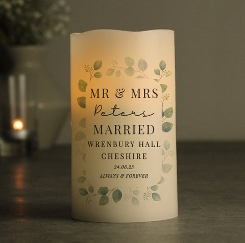 Personalised Botanical Free Text LED Candle