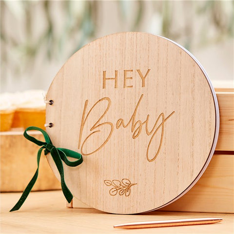 Botanical Baby Wooden Hey Baby Guest Book