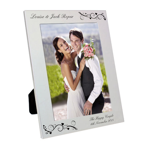 Personalised Silver 5x7 Black Swirl Photo Frame