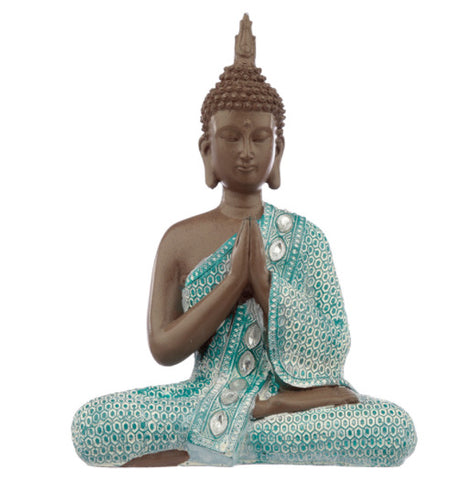 Decorative Turquoise & Brown Buddha Figurine - Meditating